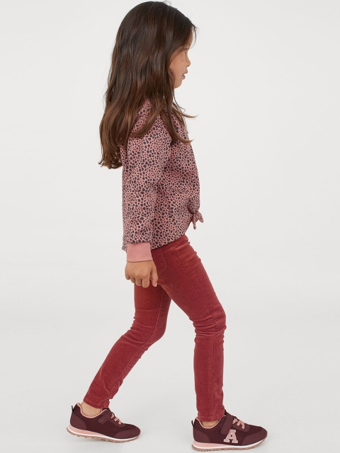 

H&M Girls Red Solid Corduroy Treggings