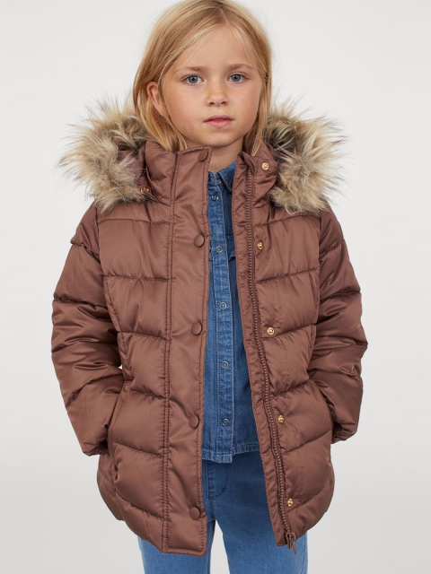 

H&M Girls Brown Hooded Parka Jacket