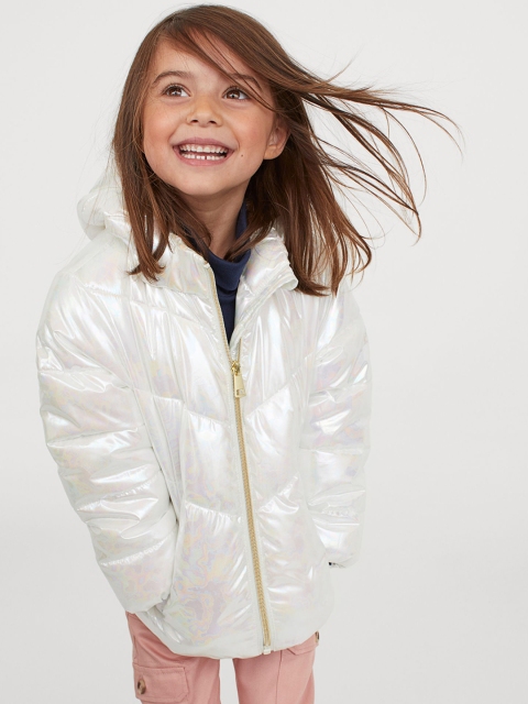 

H&M Girls White Hooded Puffer Jacket