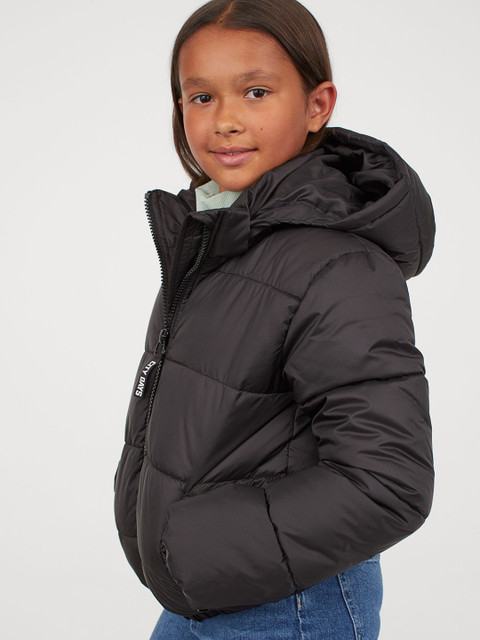 

H&M Girls Black Hooded Puffer Jacket