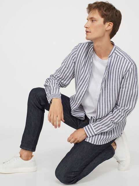 

H&M Men Blue & White Slim Selvedge Jeans
