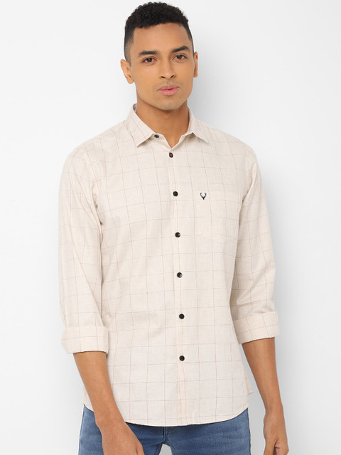 

Allen Solly Men Beige Slim Fit Checked Casual Shirt