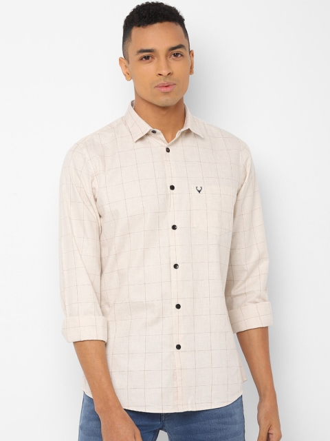 

Allen Solly Men Beige Slim Fit Checked Casual Shirt