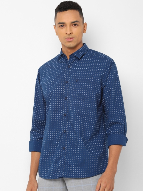 

Allen Solly Men Navy Blue & White Slim Fit Printed Casual Shirt