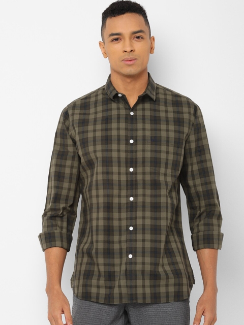 

Allen Solly Men Olive Green Slim Fit Checked Casual Shirt