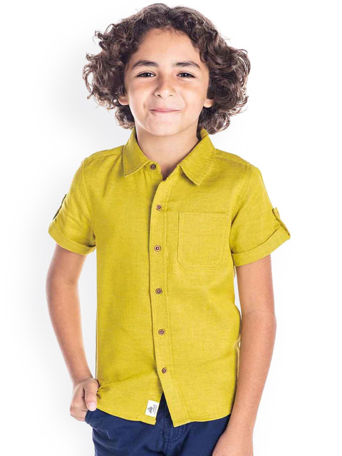 

Cherry Crumble Boys Green Solid Casual Shirt