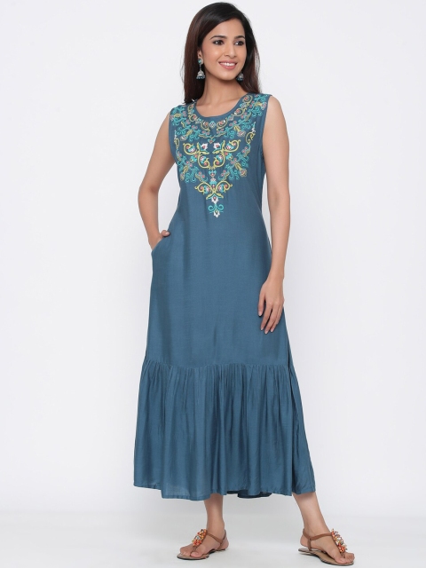 

Juniper Women Teal Green Embellished Maxi Dress