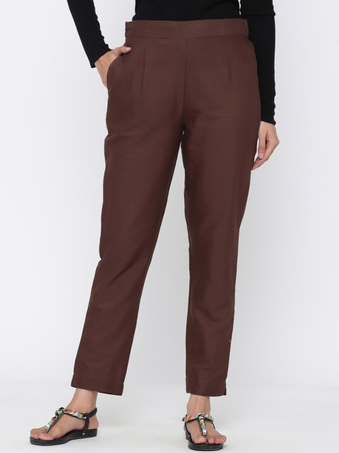 

Juniper Women Brown Urban Slim Slim Fit Solid Cigarette Trousers