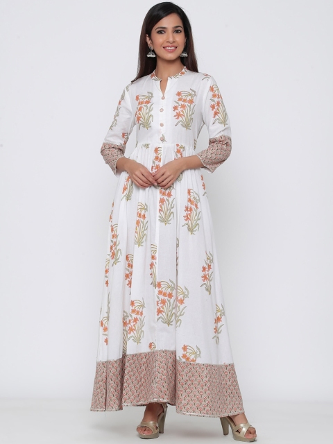 

Juniper Women Off-White & Pink Ethnic Printed Maxi Dress