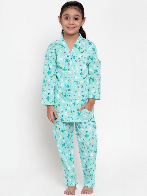 

Baani Creations Girls Green Printed Night suit