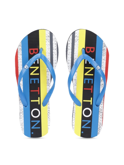 

United Colors of Benetton Women Blue & Yellow Printed Thong Flip-Flops