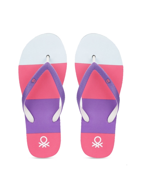 

United Colors of Benetton Women Purple & Pink Colourblocked Thong Flip-Flops