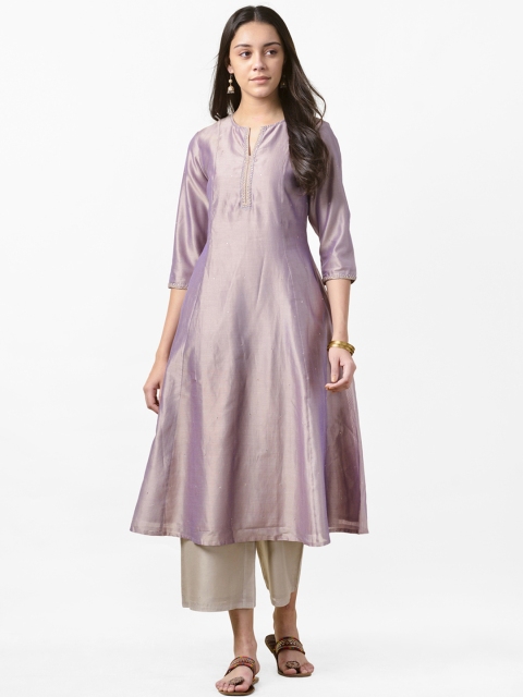

Fabindia Women Silver & Lavender Dual Tone A-Line Kurta