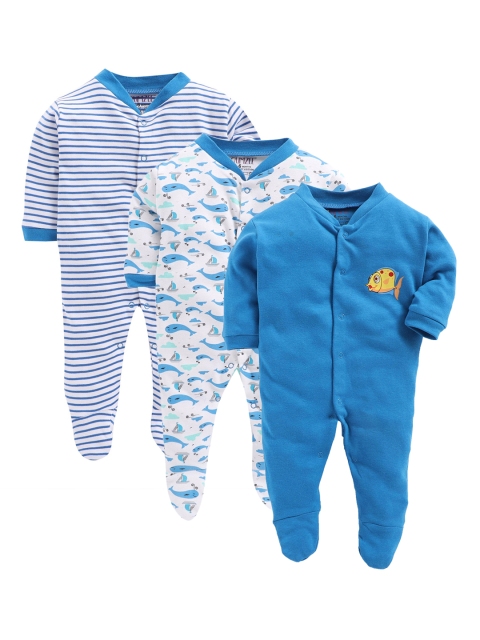 

BUMZEE Infant Pack Of 3 Sleepsuits, Blue