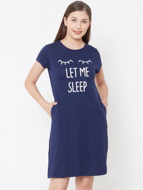 

Sweet Dreams Navy Blue & White Printed Sleep Shirt 2253GT