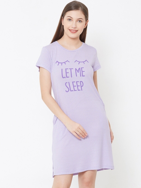 

Sweet Dreams Women Lavender Printed Sleep Shirt
