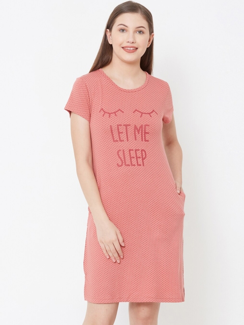 

Sweet Dreams Pink Printed Round Neck Sleep Shirt