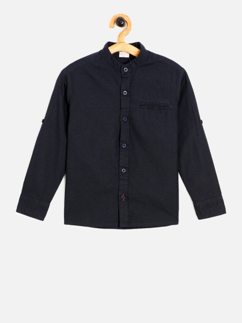 

Aomi Boys Navy Blue Regular Fit Self Design Casual Shirt