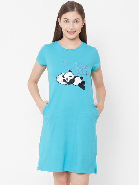 

Sweet Dreams Blue Pure Cotton Printed Sleep Shirt