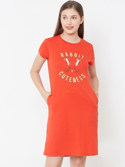 

Sweet Dreams Orange Printed Sleep Shirt