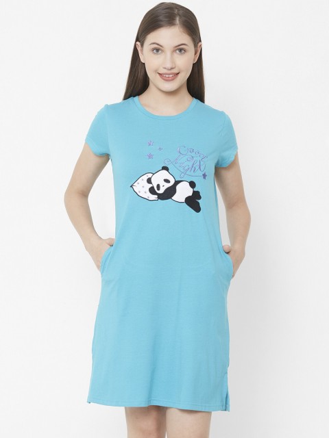 

Sweet Dreams Blue Printed Cotton Nightdress