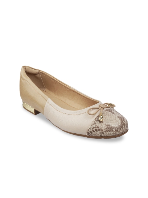 

MODARE Women Beige & Cream-Coloured Colourblocked Ballerinas