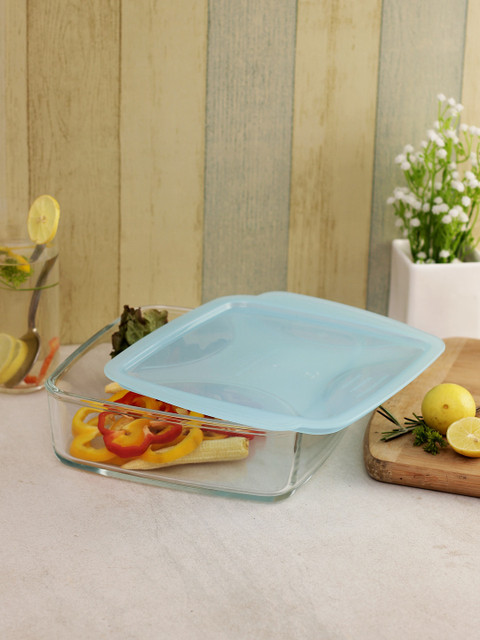 

Treo By Milton Borosilicate Glass Square Dish With Microwavable Lid 2000 ml, Transparent