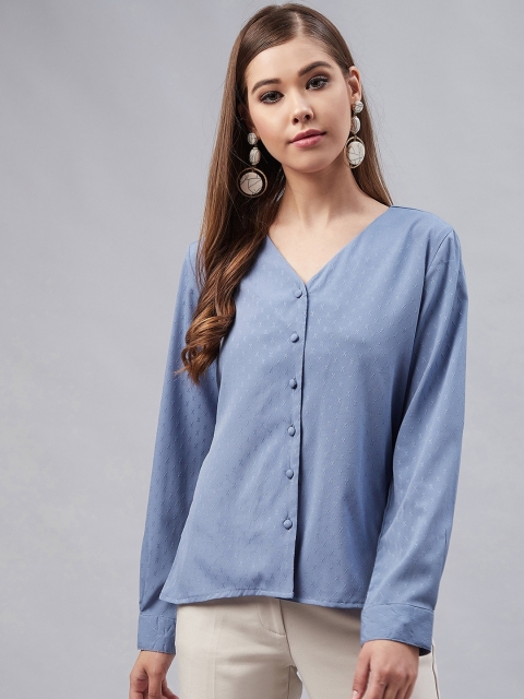 

Carlton London Women Blue Solid Shirt Style Top