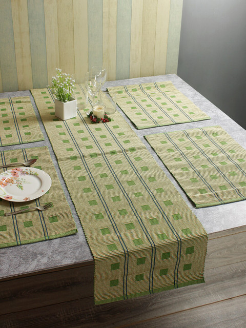 

Soumya Green Set of 7 Reversible Table Mats and Runner Set