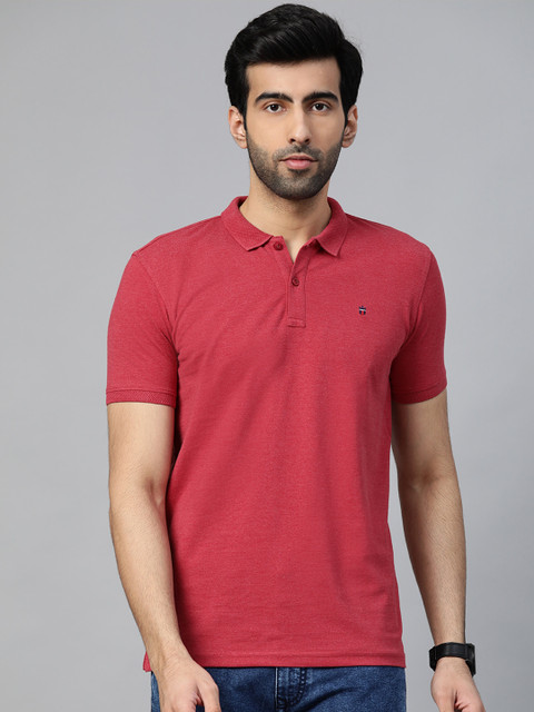 

Louis Philippe Sport Men Coral Red Solid Polo Collar T-shirt