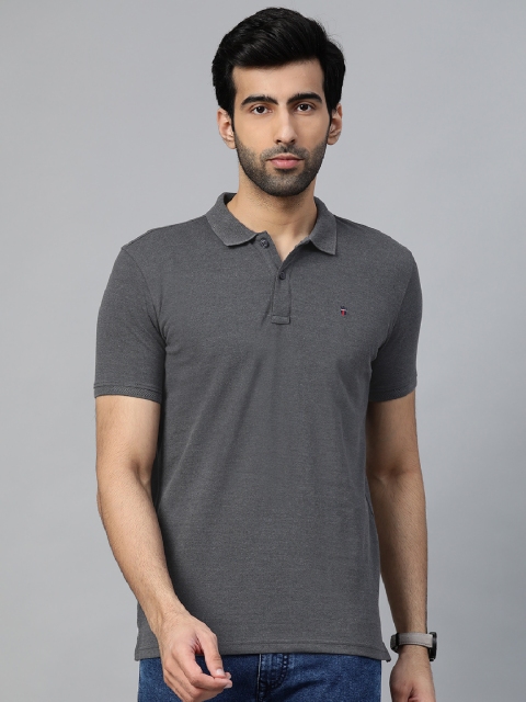 

Louis Philippe Sport Men Charcoal Grey Solid Polo Collar T-shirt