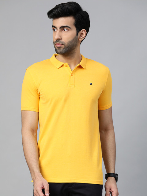 

Louis Philippe Sport Men Yellow Solid Polo Collar T-shirt