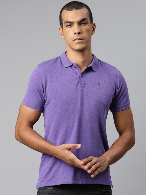 

Louis Philippe Sport Men Purple Solid Polo Collar T-shirt