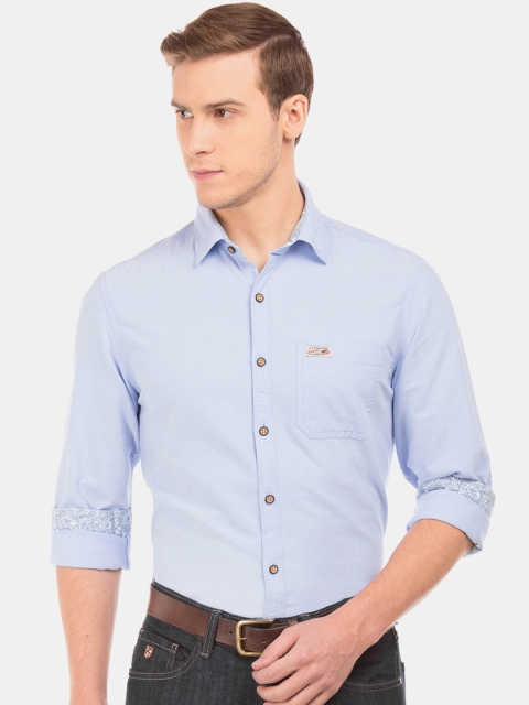 

U.S. Polo Assn. Men Blue Slim Fit Solid Semiformal Shirt