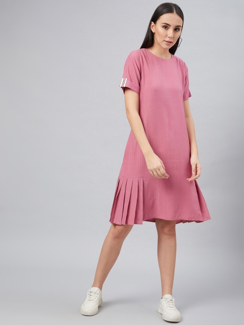 

Carlton London Women Pink Solid A-Line Dress