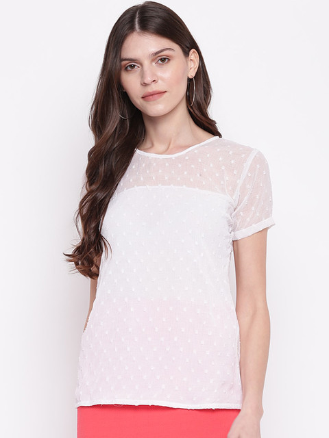 

Mayra Women White Self Design Top