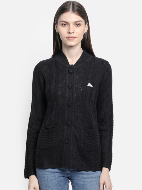 

Monte Carlo Women Black Self Design Cardigan Sweater
