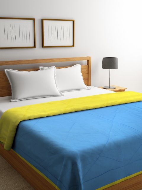 

DREAM WEAVERZ Yellow & Blue Solid Mild Winter 120 GSM Double Bed Comforter
