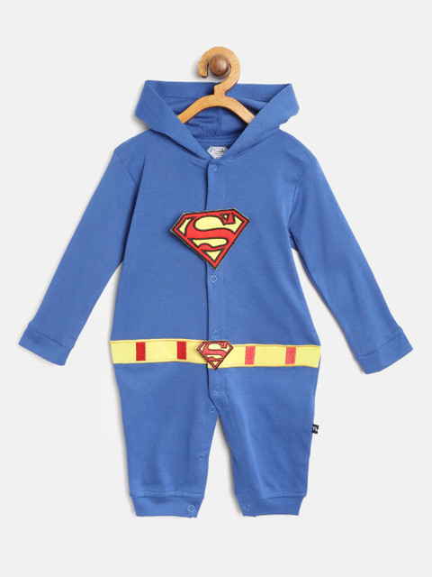 

Moms Love Boys Blue Superman Applique Hooded Rompers