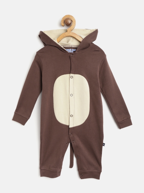 

Moms Love Boys Brown & Beige Hooded Monkey Rompers