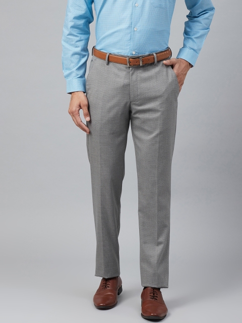 

Louis Philippe Men Grey Slim Fit Self Design Formal Trousers