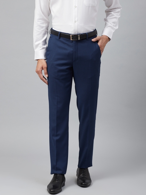 

Louis Philippe Men Blue Slim Fit Self Design Formal Trousers