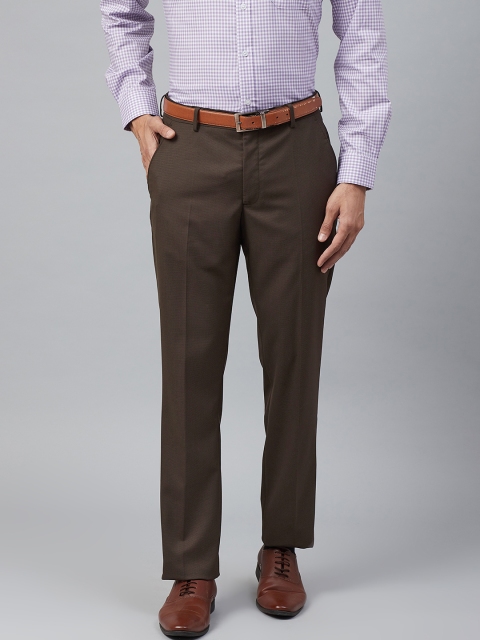 

Louis Philippe Men Brown Slim Fit Self Design Formal Trousers