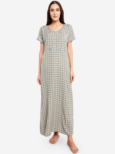 

Sand Dune Green Checked Nightdress