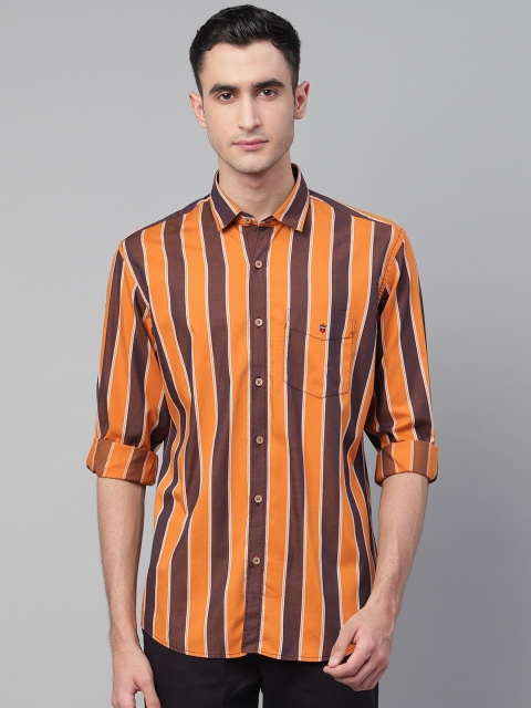 

Louis Philippe Sport Men Rust Orange & Brown Slim Fit Striped Casual Shirt