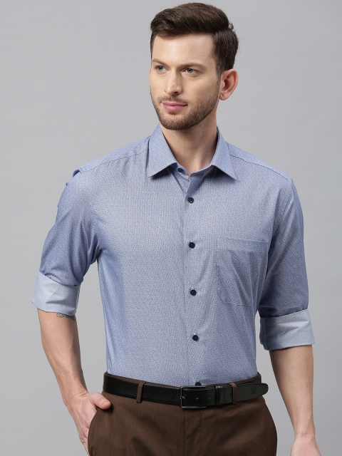

Louis Philippe Men Blue & White Regular Fit Self Design Formal Shirt