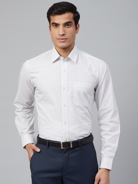 

Louis Philippe Men White & Grey Slim Fit Checked Formal Shirt