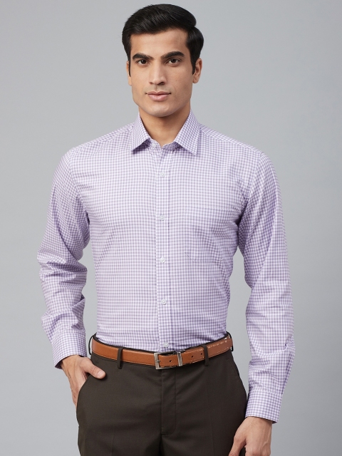 

Louis Philippe Men Purple & White Slim Fit Gingham Check Formal Shirt