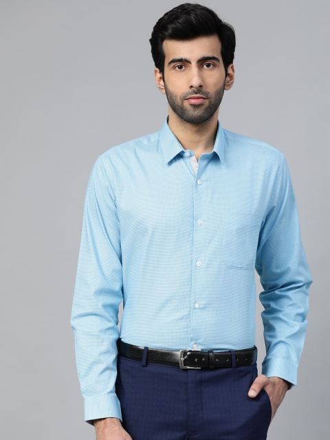 

Louis Philippe Men Blue Slim Fit Houndstooth Patterned Design Formal Shirt