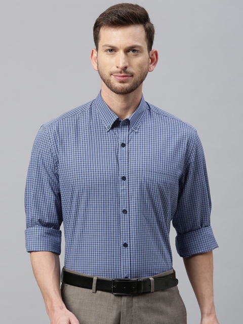 

Louis Philippe Men Blue & White Slim Fit Checked Formal Shirt